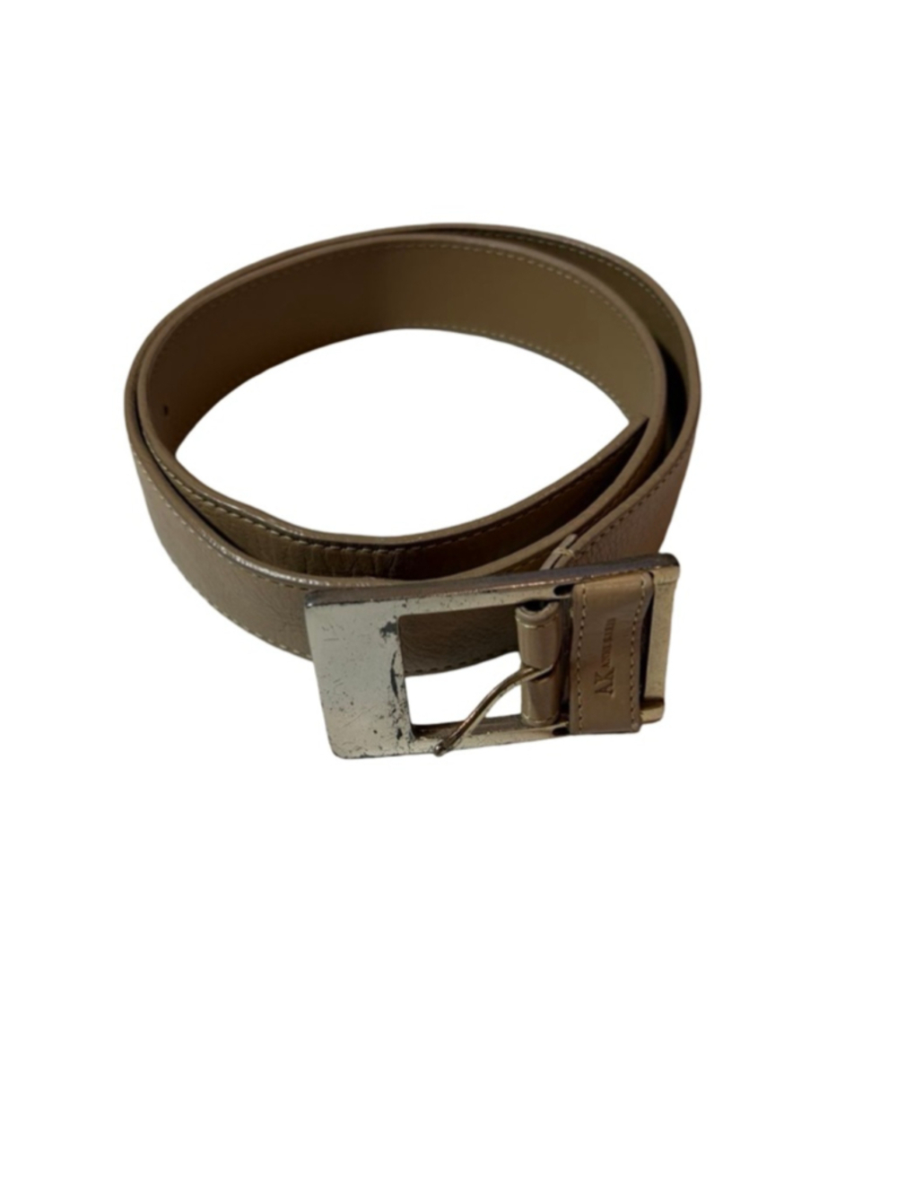Anne Klein Taupe Genuine Leather Belt Silver Buckle Size Medium